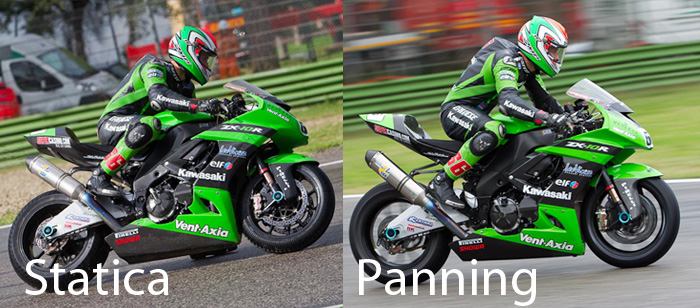 A Sx scatto a 1/2500. A Dx scatto a 1/80 con panning. 